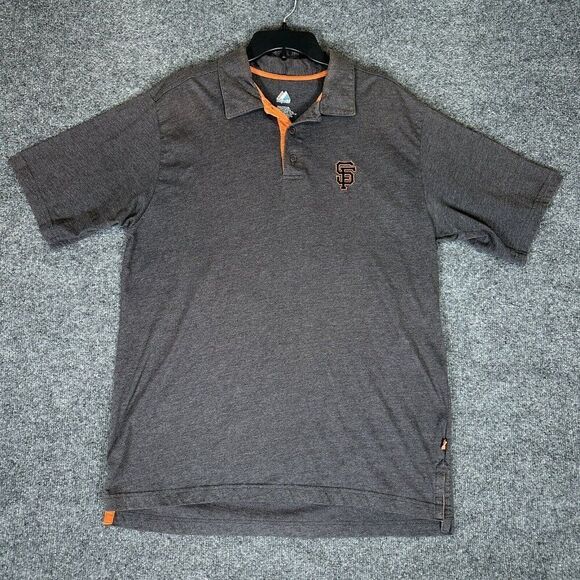 SF Giamts Majestic Polo Shirt Mens XL Grey MLB Baseball Short Sleeve Performance - Picture 1 of 6